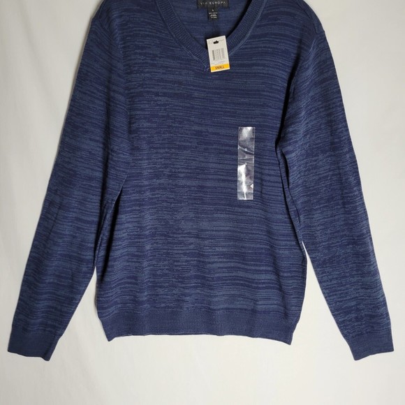 NWT Via Europa Men's Sweater Blue V Neck Long Sleeve Size Small - Picture 3 of 9